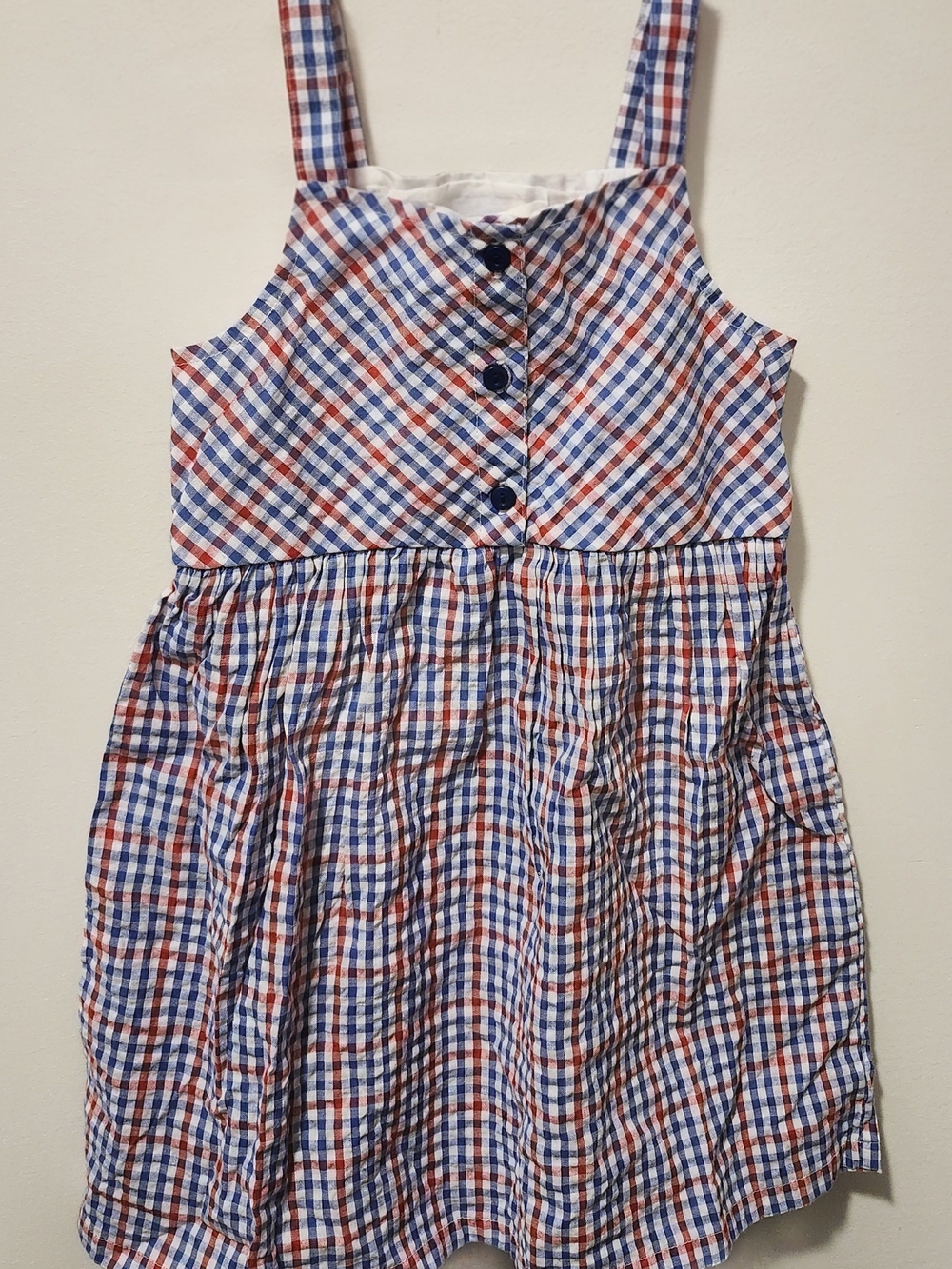 Beebay Red & Blue Check Cotton Kids Dress - 3Y